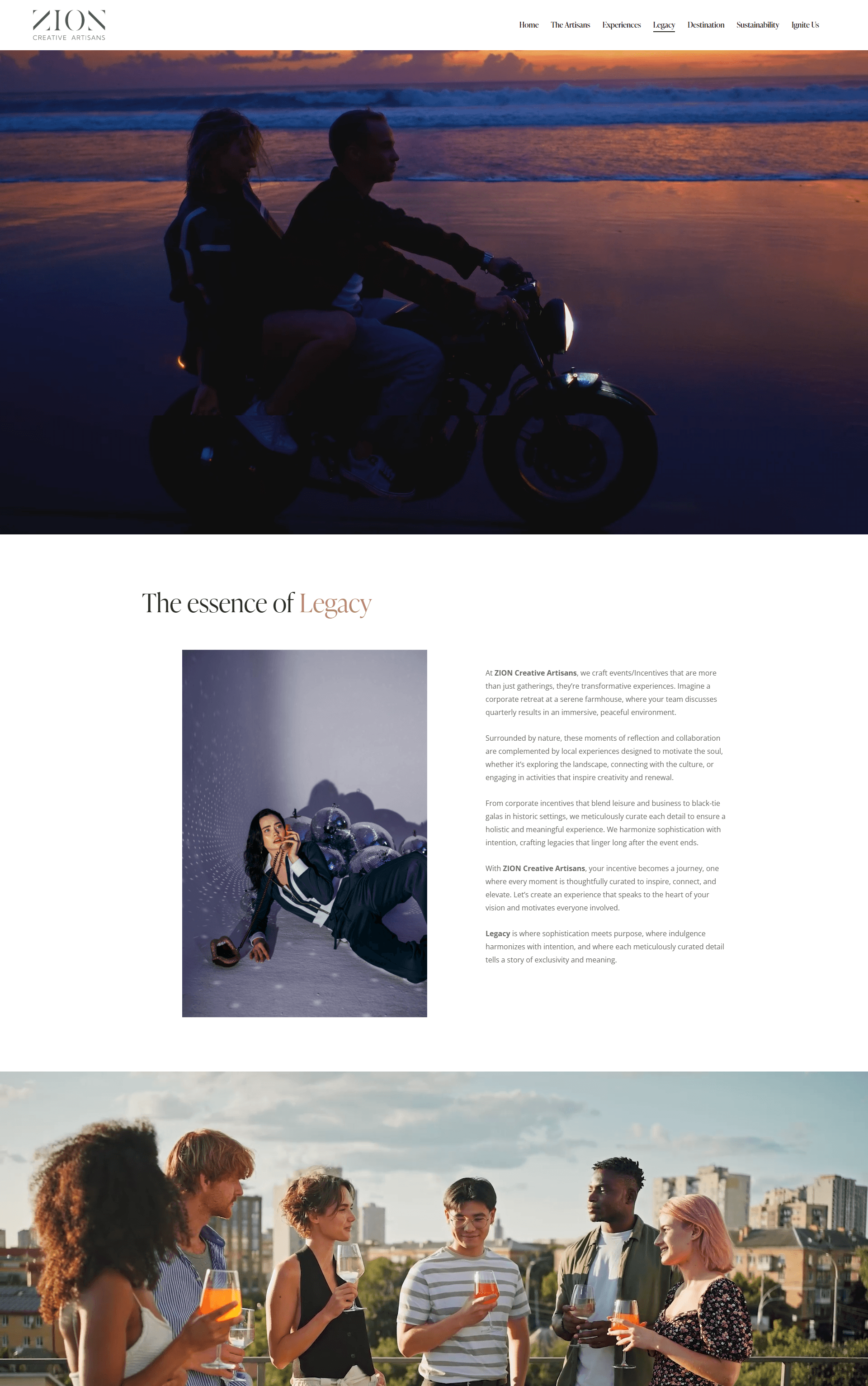 Couple on a motorcycle at dusk by the coast